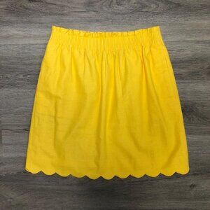 JCrew  Factory Women's Size 2 Yellow Linen Cotton Blend Paperbag Skirt Scalloped